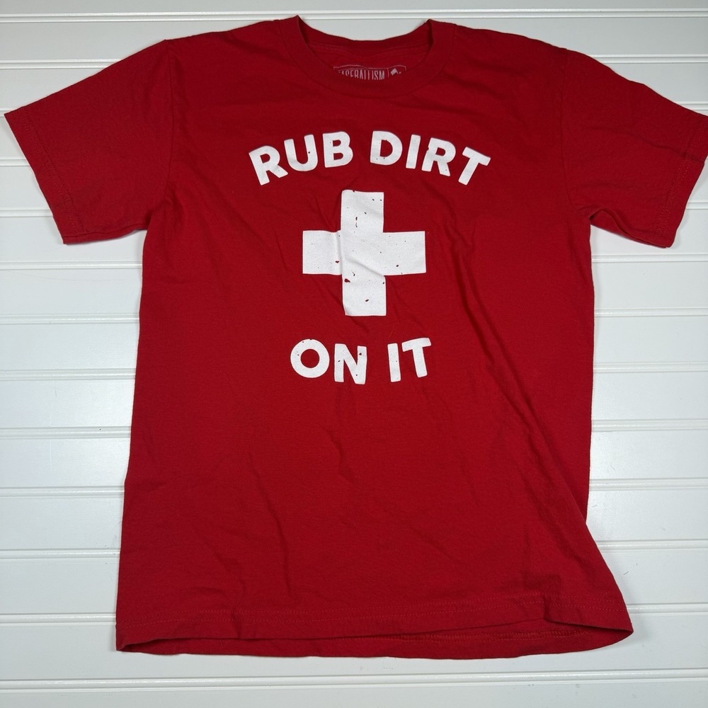 Baseballism Rub Some Dirt On It T-Shirt Youth Small Red GUC